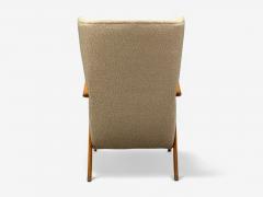 Italian Modern Beige Boucle Wood Sculptural Lounge Chairs Italy 1960s - 4362989