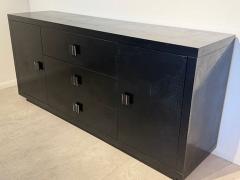Italian Modern Black Lacquer Faux Crocodile Embossed Credenza Dresser - 4605888