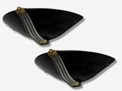 Italian Modern Black Murano Glass Brass Large Sconces Italy 1930s - 4216423