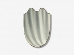 Italian Modern Brass Glass Shield Wall Mirror Italy 1950s - 4254206