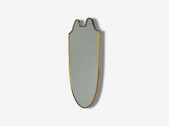 Italian Modern Brass Glass Shield Wall Mirror Italy 1950s - 4254207