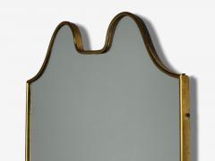 Italian Modern Brass Glass Shield Wall Mirror Italy 1950s - 4254210