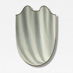 Italian Modern Brass Glass Shield Wall Mirror Italy 1950s - 4256375