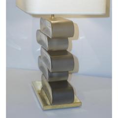 Italian Modern Brass and Bronze Murano Glass Architectural Table Lamp - 1349921