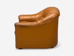 Italian Modern Cognac Leather Large Lounge Chairs Italy 1970s - 4306862