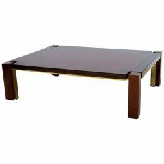 Italian Modern Ebony De Macassar Walnut Mahogany and Brass Low Table - 4172112