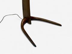 Italian Modern Elmwood Brass Curved Floor Lamp Italy 1940s - 4244800