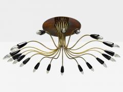 Italian Modern Enameled Metal Brass Chandelier Italy 1960s - 4390004