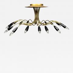 Italian Modern Enameled Metal Brass Chandelier Italy 1960s - 4391941
