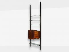Italian Modern Floor to Ceiling Bookcase Stained Wood Glass Italy 1940s - 4607080