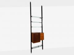 Italian Modern Floor to Ceiling Bookcase Stained Wood Glass Italy 1940s - 4607081