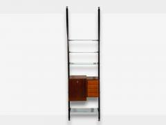 Italian Modern Floor to Ceiling Bookcase Stained Wood Glass Italy 1940s - 4607082