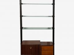 Italian Modern Floor to Ceiling Bookcase Stained Wood Glass Italy 1940s - 4607083