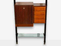 Italian Modern Floor to Ceiling Bookcase Stained Wood Glass Italy 1940s - 4607084