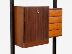 Italian Modern Floor to Ceiling Bookcase Stained Wood Glass Italy 1940s - 4607085