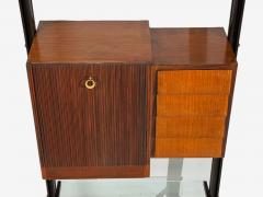 Italian Modern Floor to Ceiling Bookcase Stained Wood Glass Italy 1940s - 4607087
