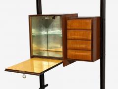 Italian Modern Floor to Ceiling Bookcase Stained Wood Glass Italy 1940s - 4607092