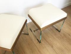 Italian Modern Glass and Bronze Stools - 1165644