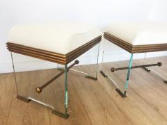 Italian Modern Glass and Bronze Stools - 1165645