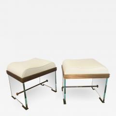 Italian Modern Glass and Bronze Stools - 1165891