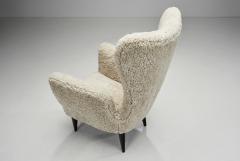 Italian Modern High Back Armchairs with Sheepskin Upholstery Italy 1960s - 4687087
