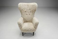 Italian Modern High Back Armchairs with Sheepskin Upholstery Italy 1960s - 4687088