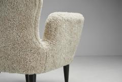 Italian Modern High Back Armchairs with Sheepskin Upholstery Italy 1960s - 4687089