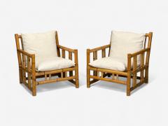 Italian Modern Indian Cane Bamboo Lounge Chairs Italy 1960s - 4251957