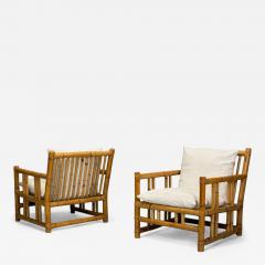 Italian Modern Indian Cane Bamboo Lounge Chairs Italy 1960s - 4252913