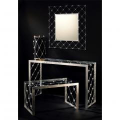 Italian Modern Industrial Design Criss Cross Fretwork Iron Console Entry Table - 1474182