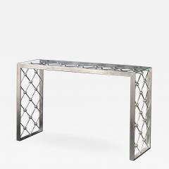 Italian Modern Industrial Design Criss Cross Fretwork Iron Console Entry Table - 1475310