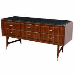 Italian Modern Mahogany 6 Drawer Sideboard Inset Marble Top Paolo Buffa 1950 s - 4161787