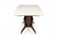 Italian Modern Mahogany Brass and White Onyx Dining Conference Table - 4172066