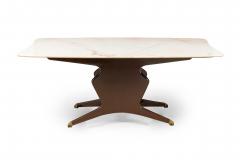 Italian Modern Mahogany Brass and White Onyx Dining Conference Table - 4172068
