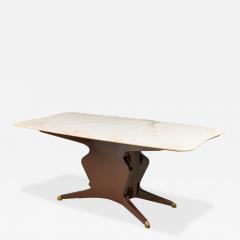 Italian Modern Mahogany Brass and White Onyx Dining Conference Table - 4204781