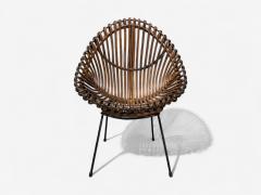 Italian Modern Metal Bamboo Rattan Lounge Chair Italy 1950s - 4271164