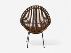Italian Modern Metal Bamboo Rattan Lounge Chair Italy 1950s - 4271169