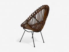 Italian Modern Metal Bamboo Rattan Lounge Chair Italy 1950s - 4271170