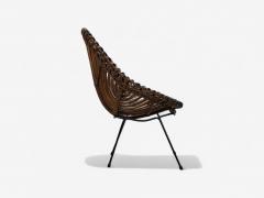 Italian Modern Metal Bamboo Rattan Lounge Chairs Italy 1950s - 4263469