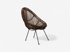 Italian Modern Metal Bamboo Rattan Lounge Chairs Italy 1950s - 4263470