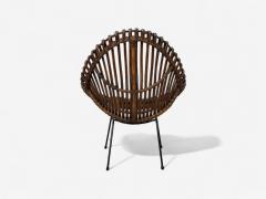 Italian Modern Metal Bamboo Rattan Lounge Chairs Italy 1950s - 4263471