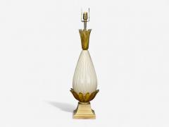 Italian Modern Murano Glass Wood Large Table Lamps Italy 1940s - 4321619