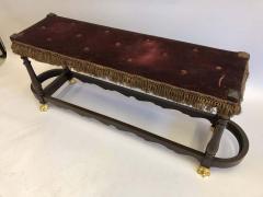 Italian Modern Neoclassical Wood Brass and Iron Hall or Bedroom Bench - 1787525