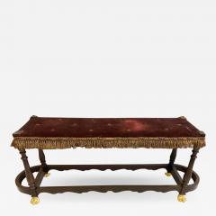 Italian Modern Neoclassical Wood Brass and Iron Hall or Bedroom Bench - 1791349