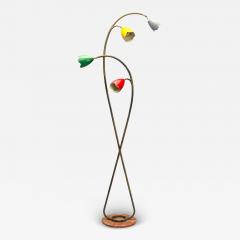 Italian Modern Painted Enamel Brass Marble Floor Lamp Italy 1940s - 4247154
