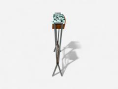 Italian Modern Painted Glass Ash Wood Metal Console Table Italy 1960s - 4257132