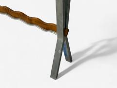 Italian Modern Painted Glass Ash Wood Metal Console Table Italy 1960s - 4257134