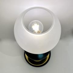 Italian Modern Pair of Art Deco Design Black White Gold Murano Glass Dome Lamps - 3381281