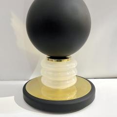 Italian Modern Pair of Art Deco Design Black White Gold Murano Glass Dome Lamps - 3381286