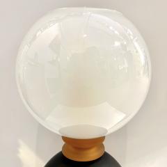 Italian Modern Pair of Art Deco Design Black White Gold Murano Glass Dome Lamps - 3381288